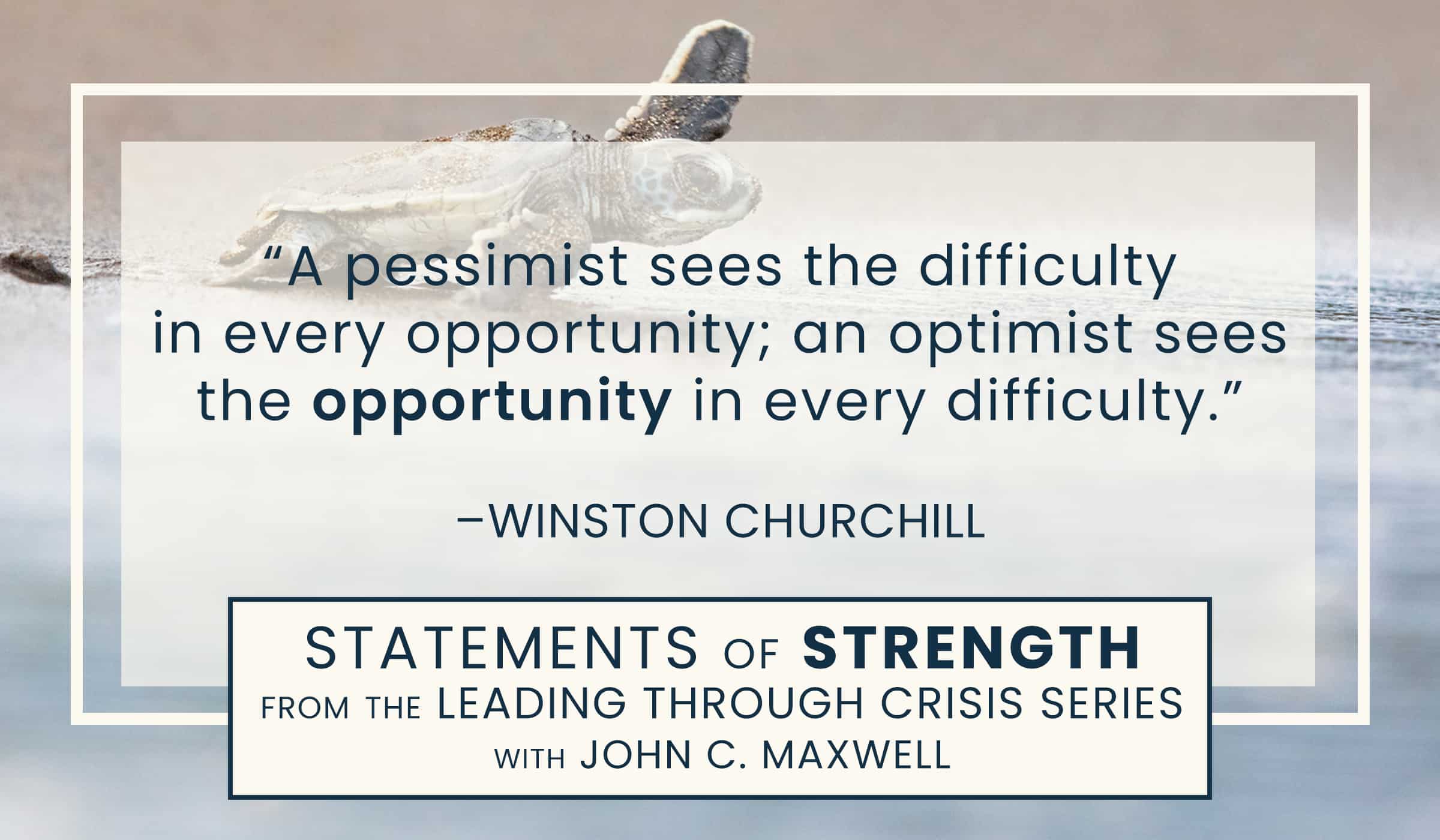 image of quotation picture with text quote of winston churchill about opportunity and difficulties